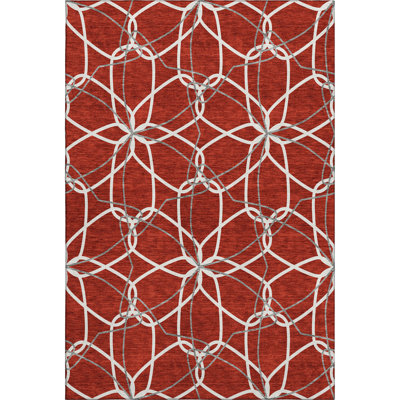 Premium Machine Washable Prisco Red Rug