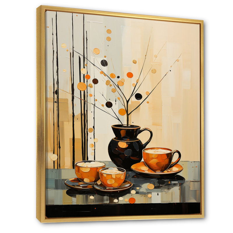 «Lolethia Coffee Tea Cafe Points II», reproduction sur toile, H 40 po x l 30 po x P 1,5 po, Cadre flottant doré