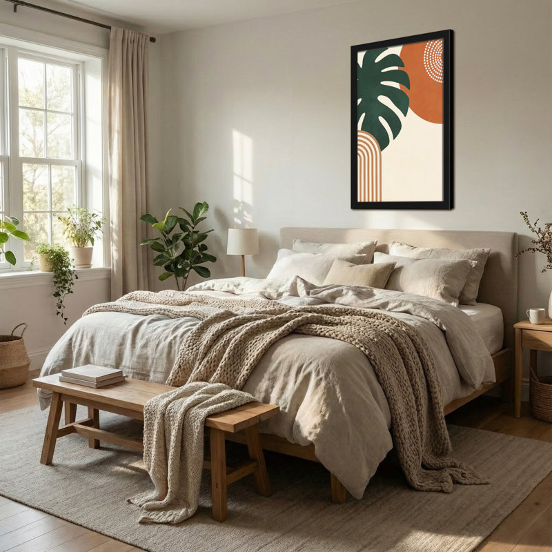 Motif géométrique abstrait de feuille tropicale abstraite, H 18 po x l 12 po