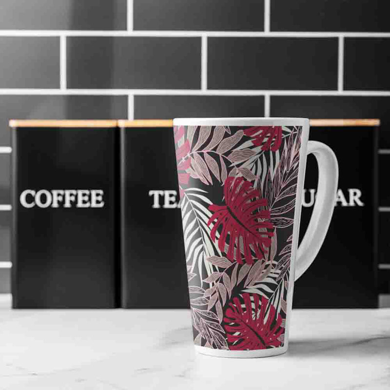 Tropical Leaves In White Latte Mug