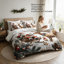 Literie de Noël en microfibre Orylavena avec motif traîneau du Père Noël et rennes, comprenant 2 taies d'oreiller (garniture non incluse).-135412131-135851396