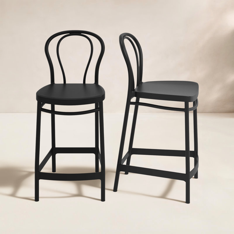 Tabouret de bar d'extérieur 41,7 po Sparks, Noir, Tabouret de comptoir (siège d'une hauteur de 25,6