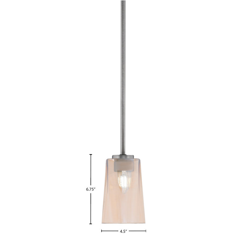 Mini suspension Nicomedes Stem offerte en finition graphite avec verre ambré dégradé de 11,4 cm de largeur x 16,5 cm de hauteur