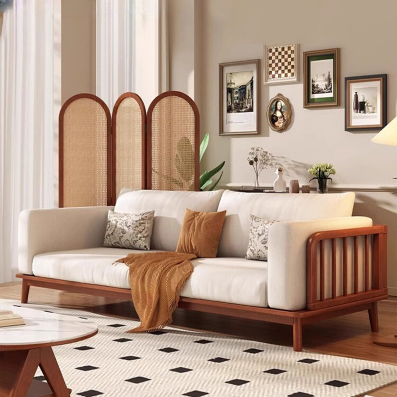 Retro White Straight - line Sofa