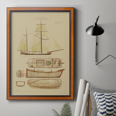 Antique Ship Plan IV Premium Framed Canvas- Ready To Hang