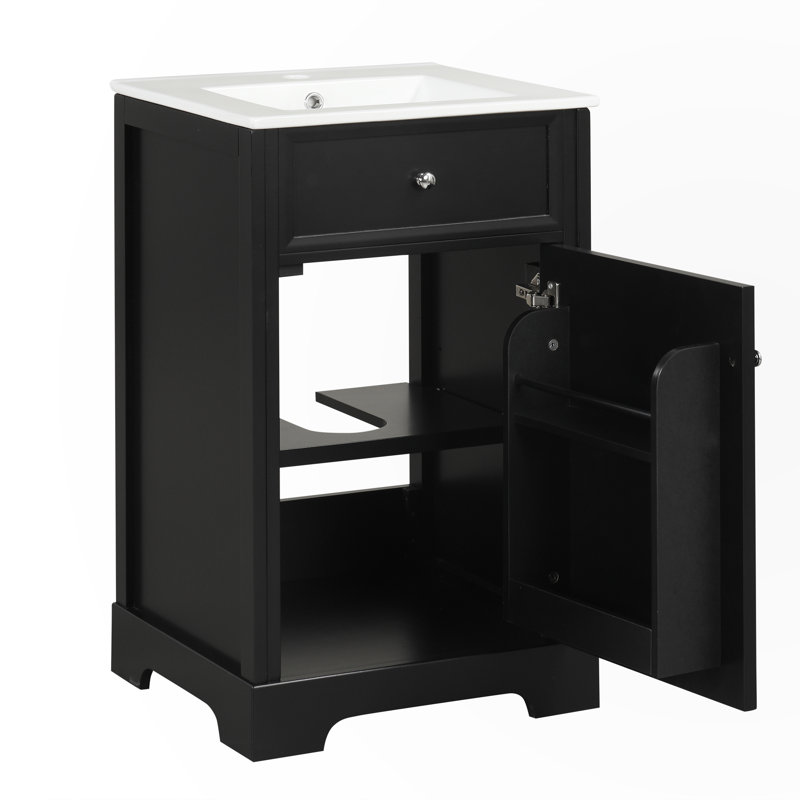 Armoire de salle de bain avec porte à fermeture douce, Noir, noir, noir, noir