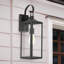 Applique murale d'extérieur 20,5 po Balos Castle 1 lumière avec fini noir mat et abat-jour en verre transparent-2090404576-2113959999