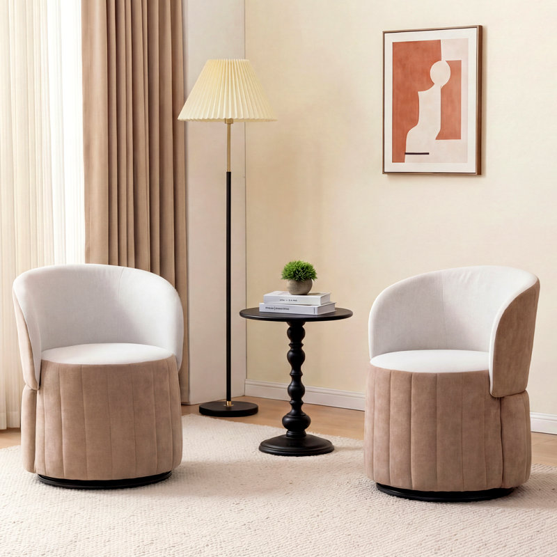  22.8" Wide Mid Century Upholstered Solid Wood Accent Chair(Set Of 2), Gray