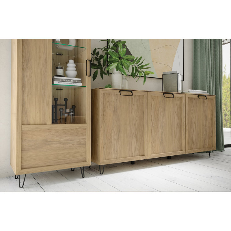 Dunn Manufactured + Solid Oak Wood 3-Door Sideboard
