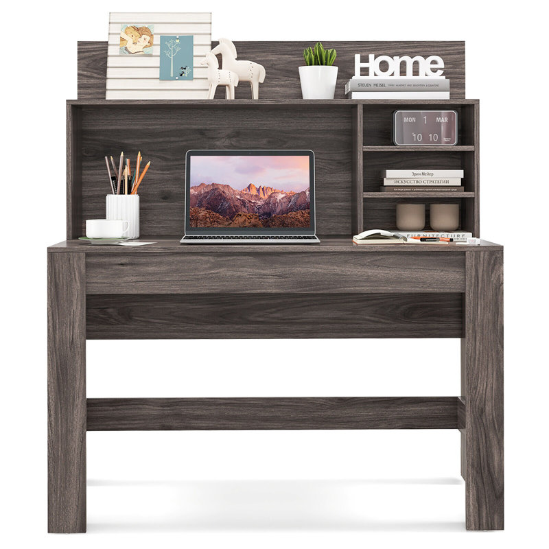 Rodez Computer Desk with Power Outlet, Rustic Oak