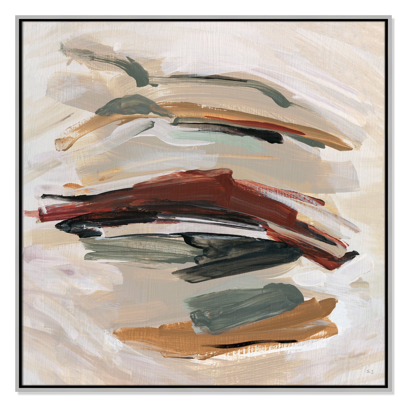 Carmina "Spring Shadows" Painting by Susan Jill, Silver , 37.5" H x 37.5" W