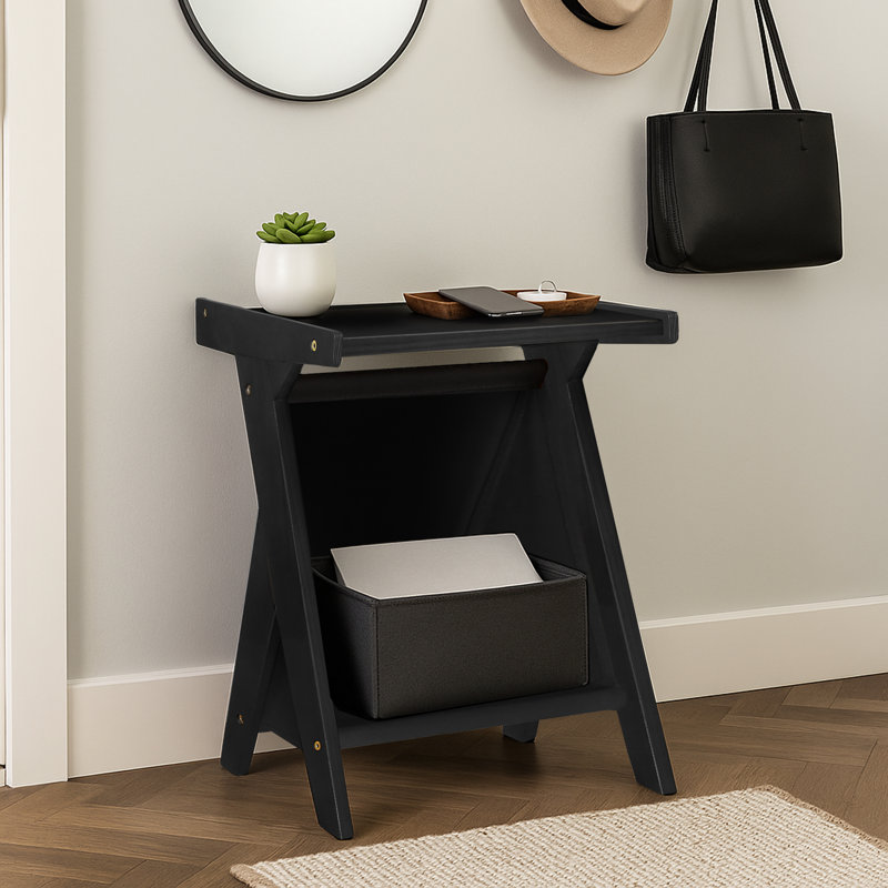 Aadrith Solid Wood End Table, Black