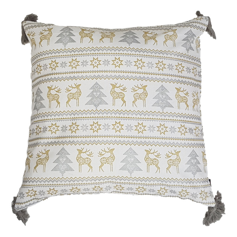 Hiram Geometric Square Cushion, Grey/Gold