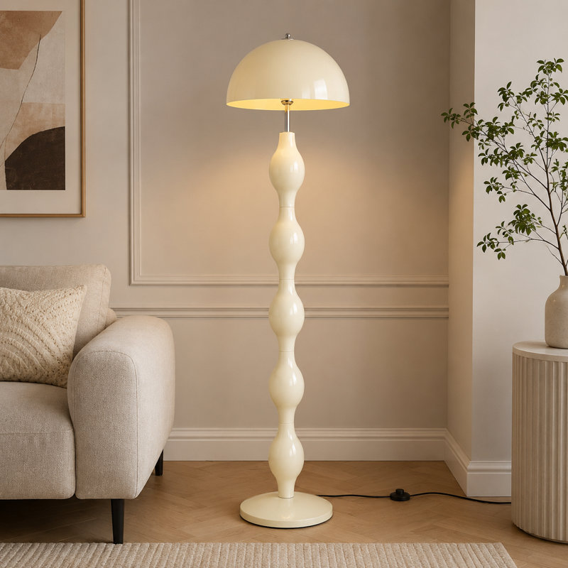 Lampe sur pied 59 po champignon moderne avec tige sculpturale ondulée (ampoule incluse)