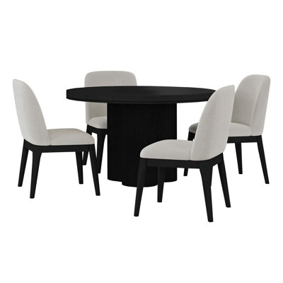 Picket House Furnishings Camelot 5PC Standard Height Dining Set In Black-Round Table And Four Chairs