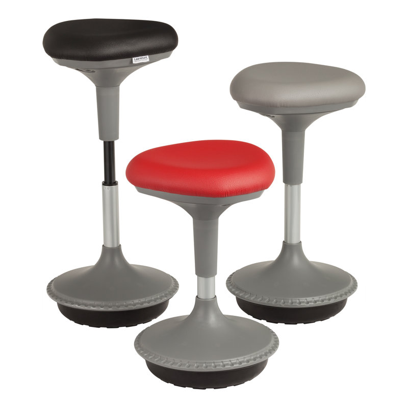 Adjustable Height Backless Foam-Padded Active Learning Stool, Grey