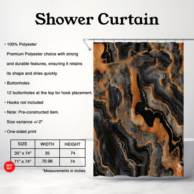 Rideau de douche Smoky Amber, H 74 po x l 71 po