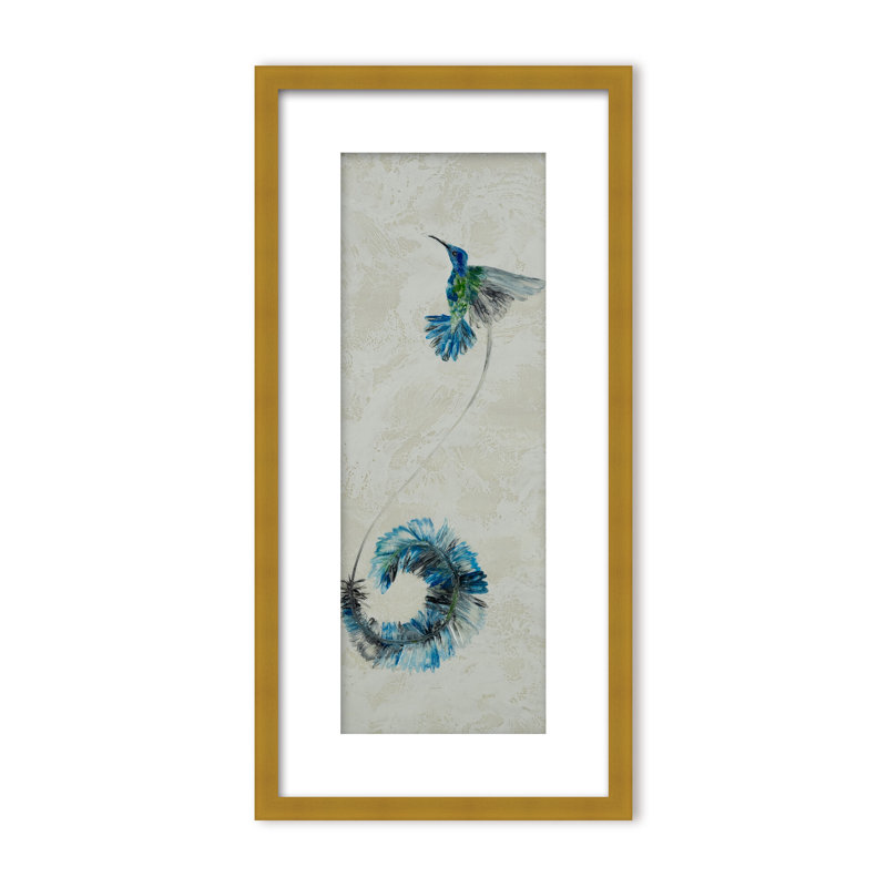 Nature Inspired "Feathered Symphony" Canvas Wall Art By Karen Biery, 48" H x 24" W, Framed Matted Print, Gold