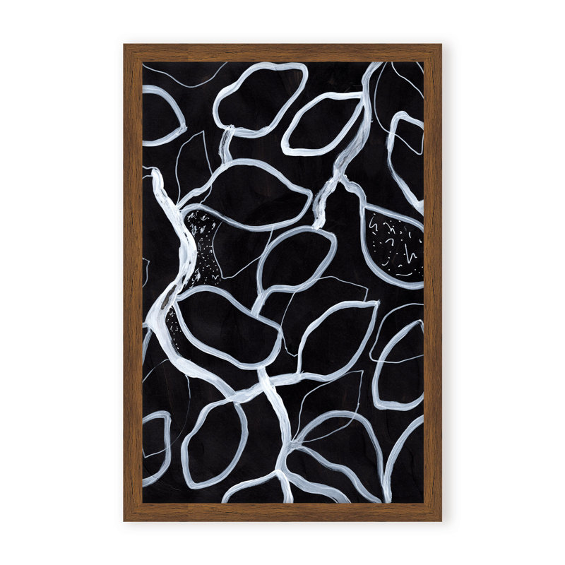 Abstract Tangled by  - Picture Frame Graphic Art on Paper, 24" H x 16" W x 1.125" D, Framed Matted Print, Black
