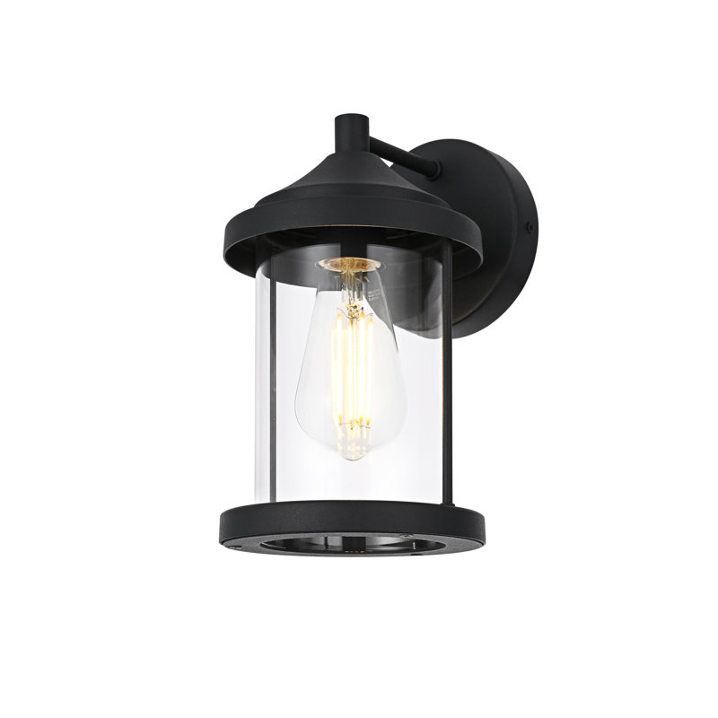 Roy Outdoor Wall Sconce in Black, 10" H x 6" W x 7" D
