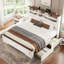 Lit plateforme King Size avec tiroirs de rangement, blanc-63146920
