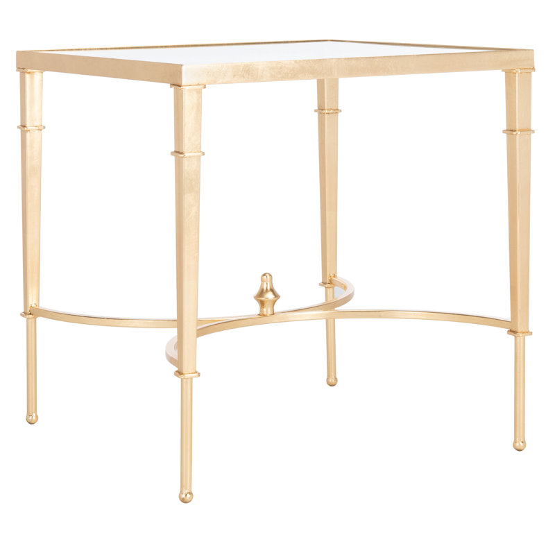 Mendez Gold Leaf Glass Top Square Accent Table