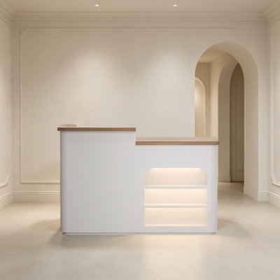 Bureau de réception moderne à DEL - réception commerciale pour centre commercial, magasin de détail, hall de bureau et espace de service à la clientèle, aucun assemblage requis