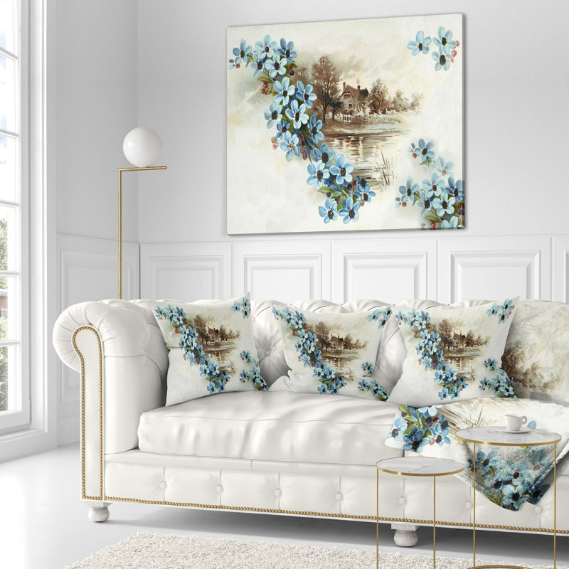 Coussin lombaire floral fleur d’illustration