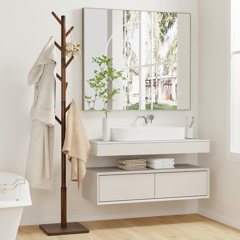 Freestanding Coat Hanger with 8 Hooks, Brown
