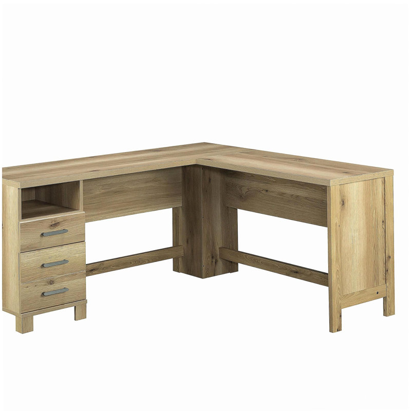 Bureau en L avec petit tiroir, finition brune