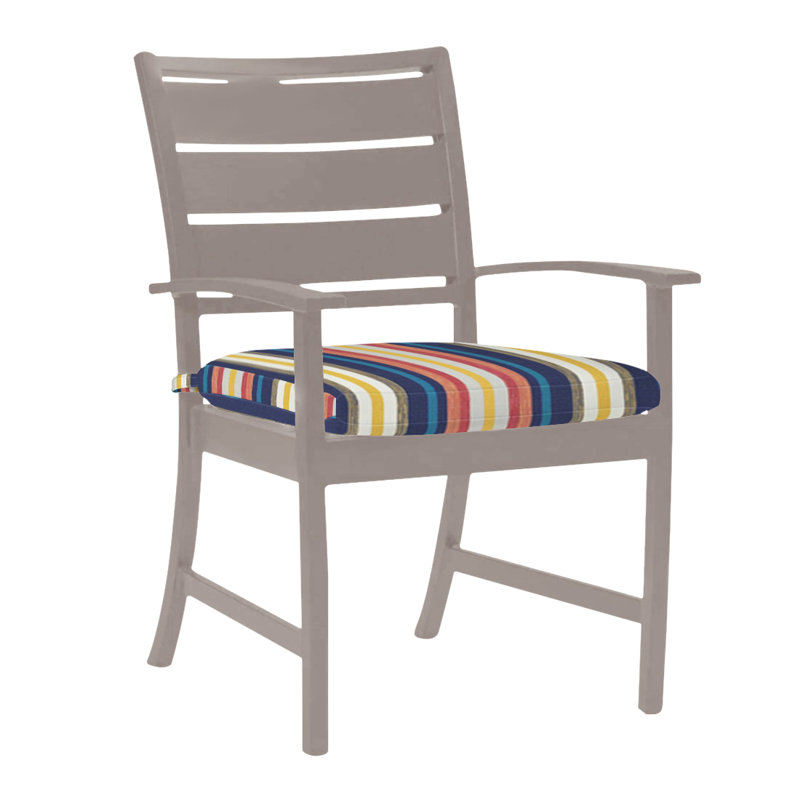 Charleston Aluminum Patio Dining Armchair with Cushions, Oyster, Rollo Lace, No Welt