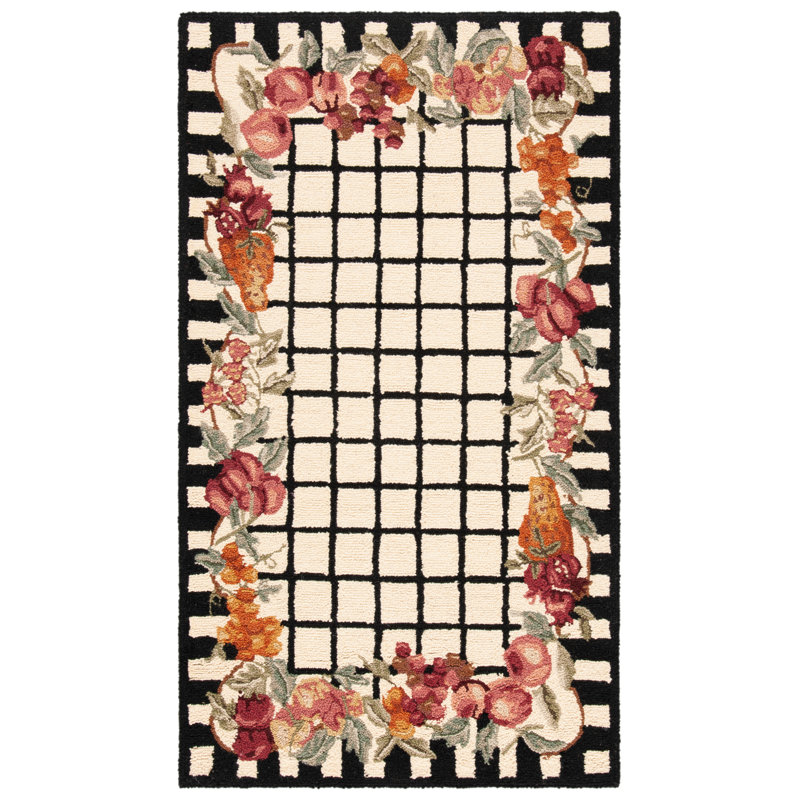 Tapis floral en laine crocheté à la main Kinchen, Rectangle 2 pi 9 po x 4 pi 9 po
