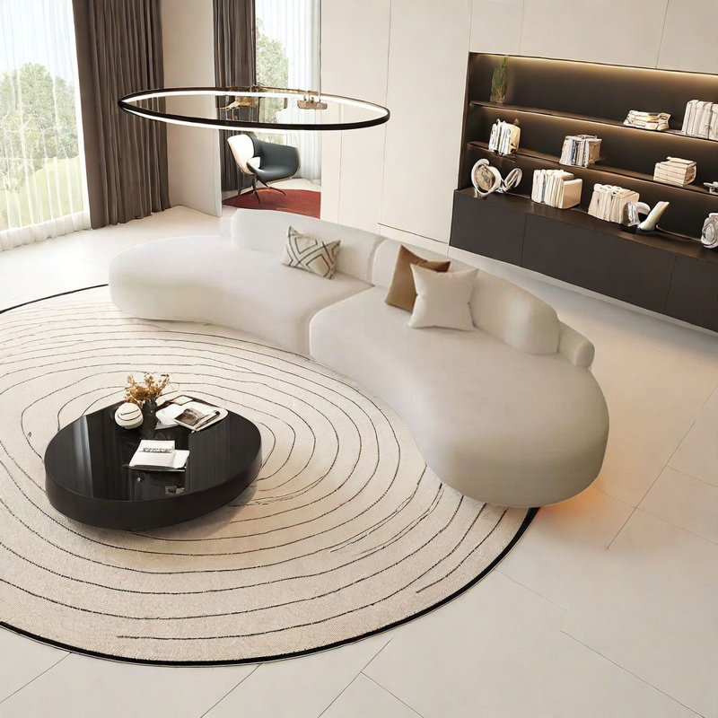 Canapé de style crème semi-circulaire à arc, H 27,56 po x l 125,98 po x P 35,43 po, 5