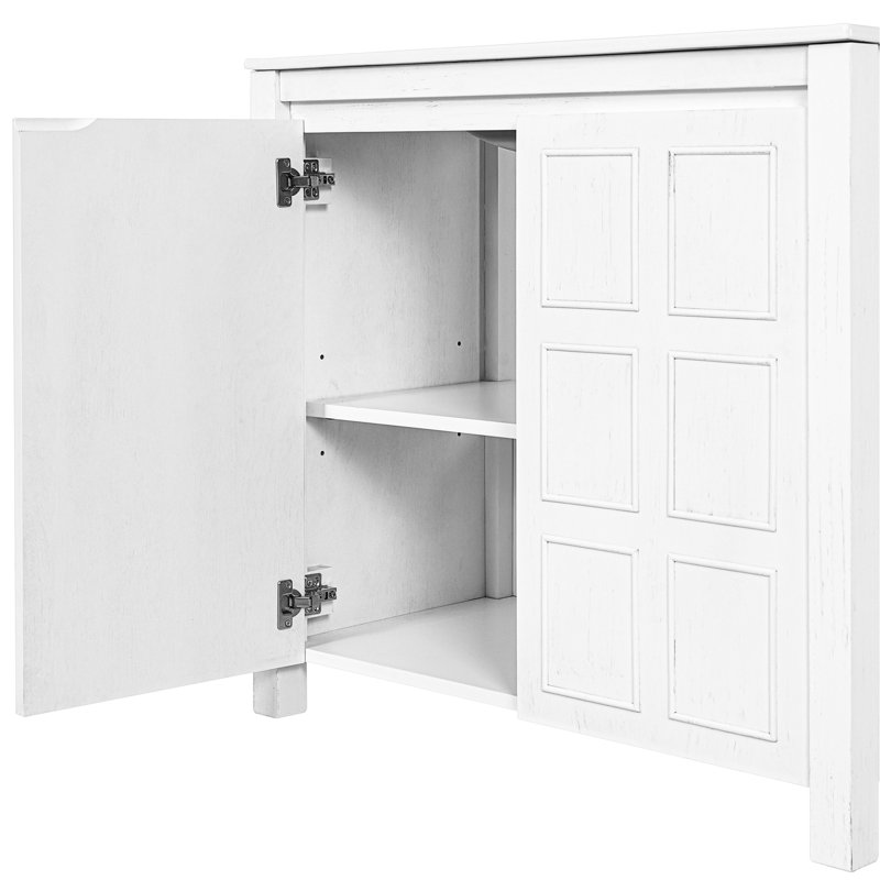 Meuble-lavabo de 36 pouces de largeur avec lavabo, structure en bois massif, charnières à fermeture en douceur et poignées dissimulées pour une structure minimaliste de style blanc rétro, des portes, une tablette ajustable et un espace personnalisé