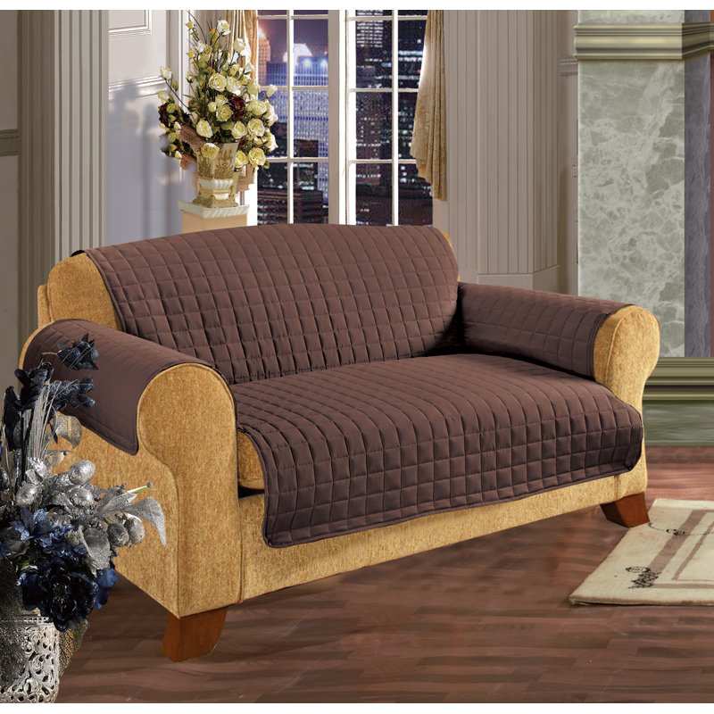 Protecteur de mobilier en microfibre réversible pour canapé avec sangles, 75.5'' H x 85' W, Microfibre chocolat / suédine