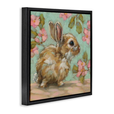 "Baby Bunny & Florals", art mural sur toile flottante par Andrea Lavery