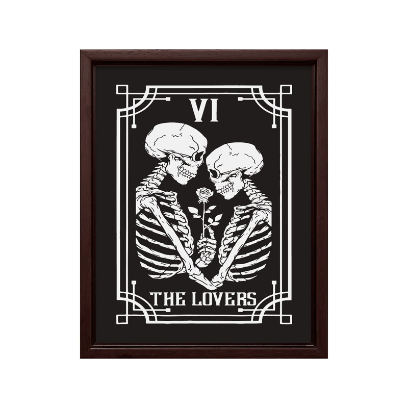 Carte de tarot The Lovers, Canvas, 08"H x 10"W, Brown Framed
