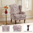 Duward Upholstered Rococo Plum  Chenille Wingback Accent Chair with Rolled Arm and Solid Wood Leg (Set of 2)-1893327863