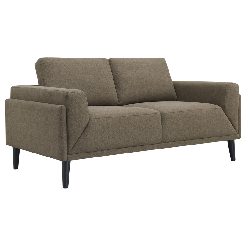 Birju Upholstered Sofa, Brown Polyester Blend, 33" H x 64" W x 35" D