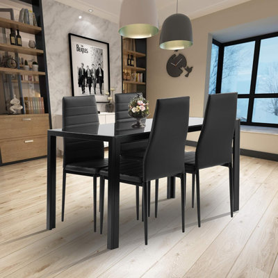 Edgeworth 4 - Person Glass Top Four Leg Dining Set