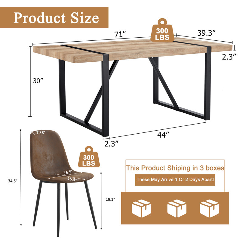 Ensemble de salle à manger 9 pièces en bois avec chaises rembourrées, Brun