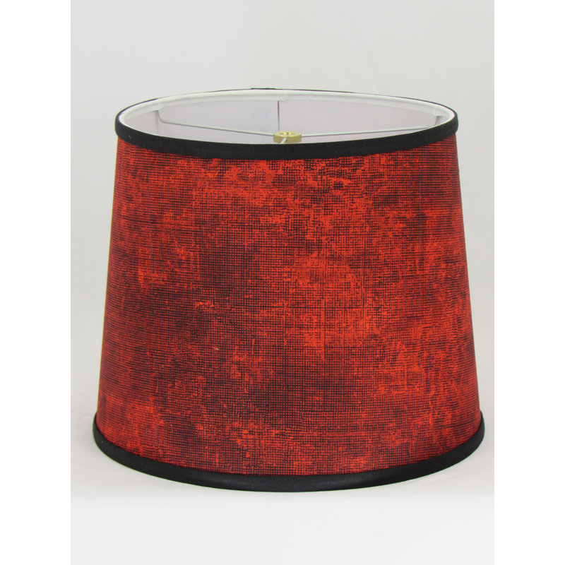 Abat-jour tambour en coton noir (araignée), H 10 po x l 12 po x P 12 po, Rouge / Noir