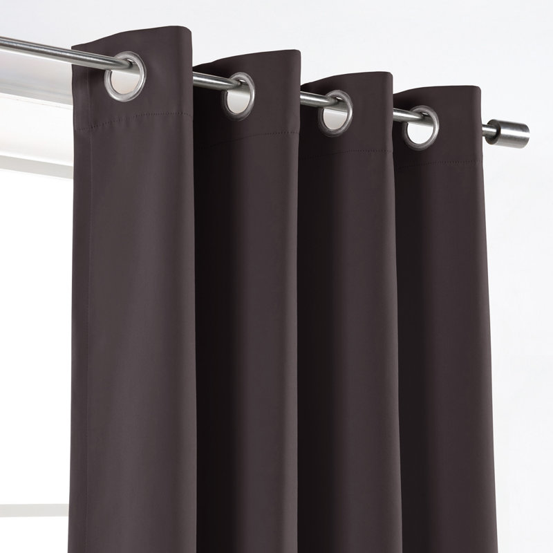 Schaeffer Solid Blackout Thermal Grommet Curtain Panels, Dark Gray, 52" W x 96" L