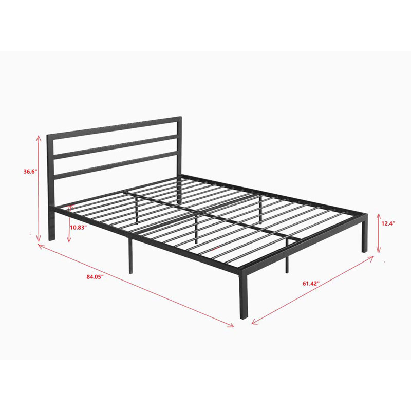 Caprial Metal Platform Bed, Charcoal Gray