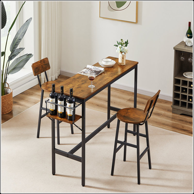 Bar Table Set with wine bottle storage rack