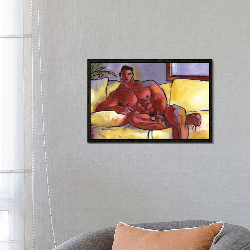 Big Brown 1 Piece Wrapped Canvas Painting, 101.6 cm H x 66.04 cm W, Black Floater Frame