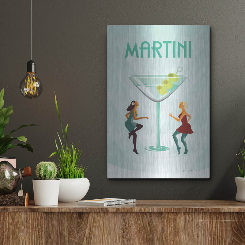 Art mural en métal «Martini» par Omar Escalante, H 16 po x l 12 po