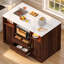 47.2" Kitchen Island with Storage, Power Outlet & LED Lights-1104555066