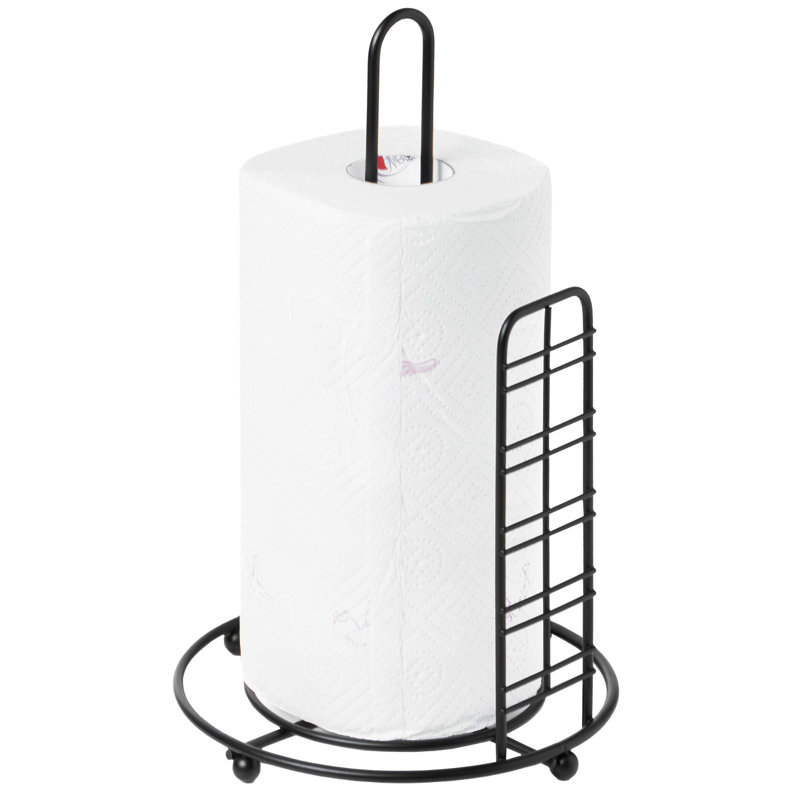 Porte-papier sur pied en fer noir autoportant et robuste
