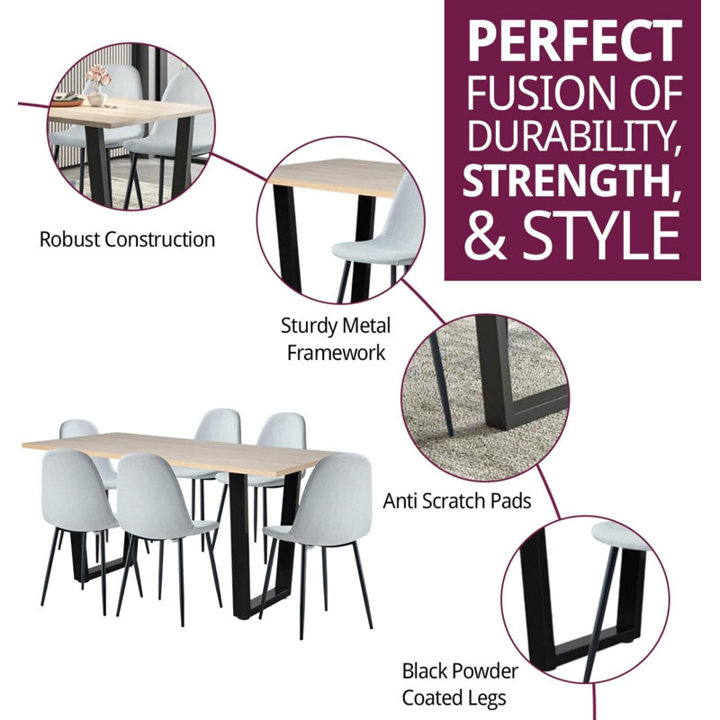 Barratt 6 - Person Dining Set, 77cm H x 150cm L x 80cm W